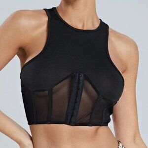 Micas Black mesh panel corset tank top Size XS New with tag